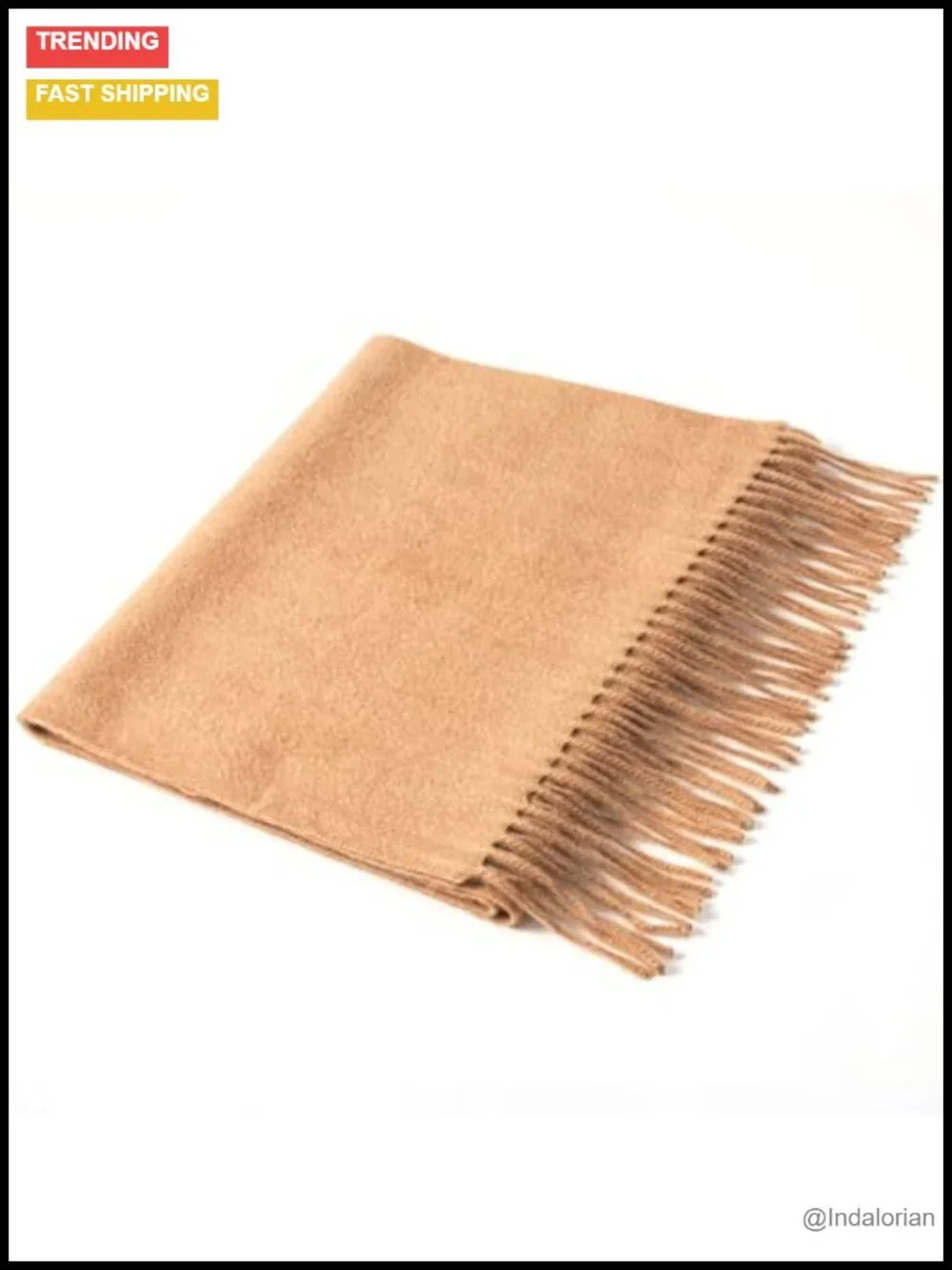 Pure 100% Cashmere Scarf with Fringed Edges, Ultra Soft Large Shawl Wrap
